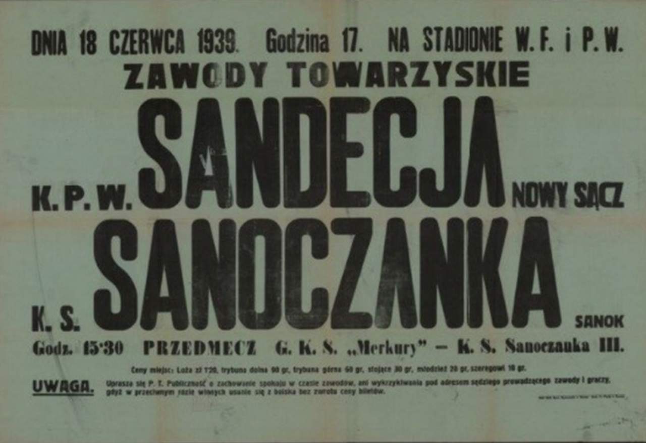 Plakat meczowy z 1939 r. 